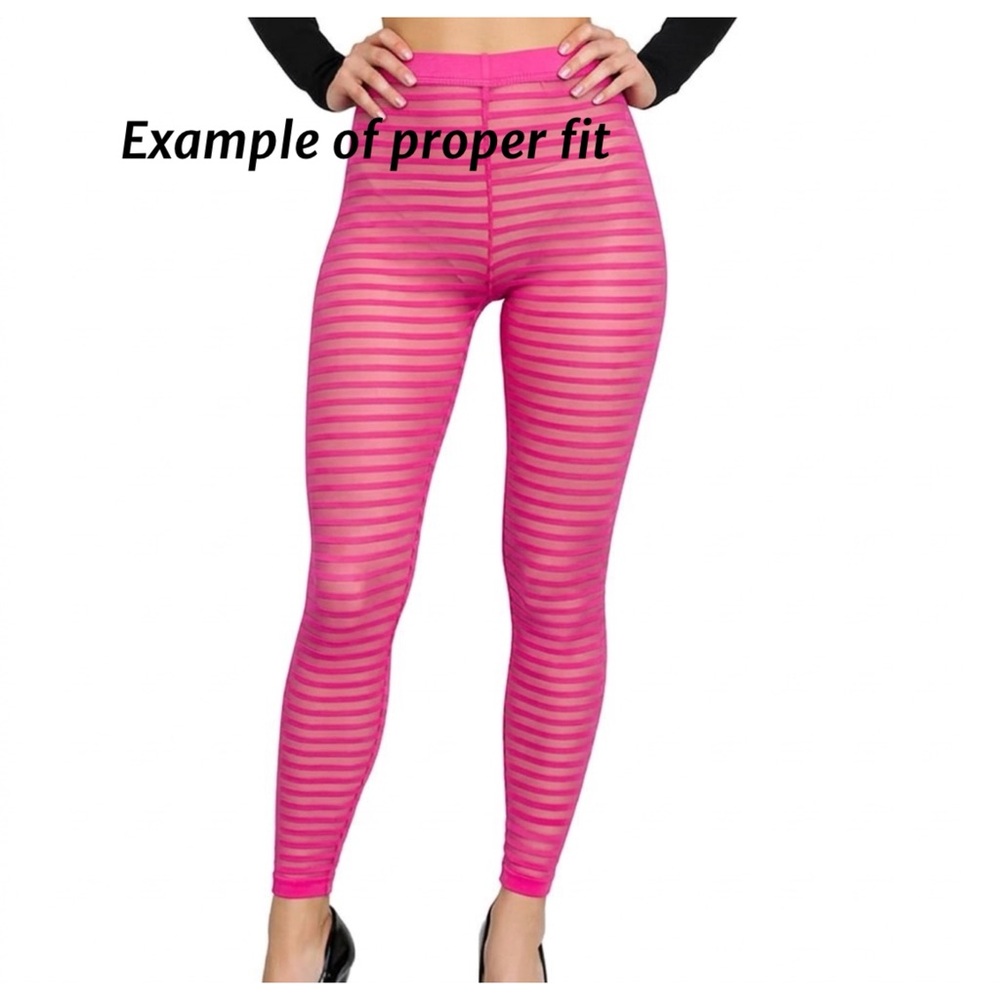 Neon Pink Sheer Stripe Leggings